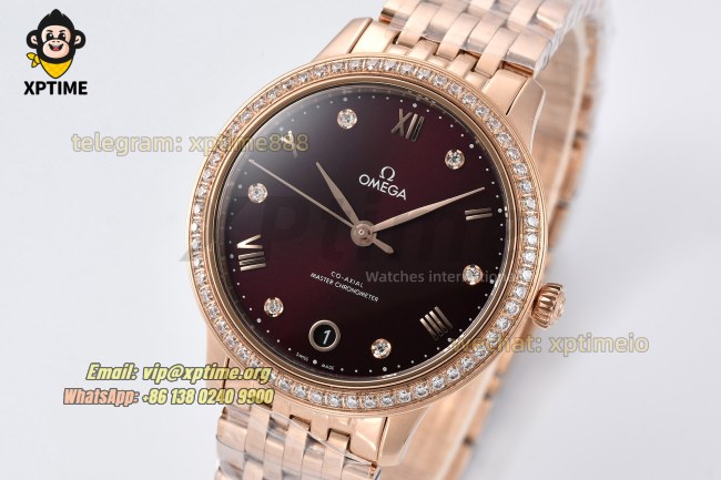 De Ville Prestige Ladies 34mm VSF Brown/Dimond & Roman on RG/RG Bracelet A8800 De Ville Prestige Ladies 34mm VSF Brown/Dimond & Roman on RG/RG Bracelet A8800