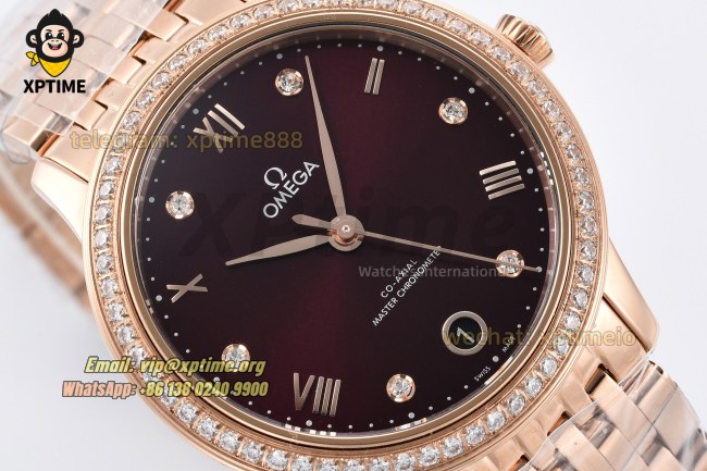 De Ville Prestige Ladies 34mm VSF Brown/Dimond & Roman on RG/RG Bracelet A8800 De Ville Prestige Ladies 34mm VSF Brown/Dimond & Roman on RG/RG Bracelet A8800