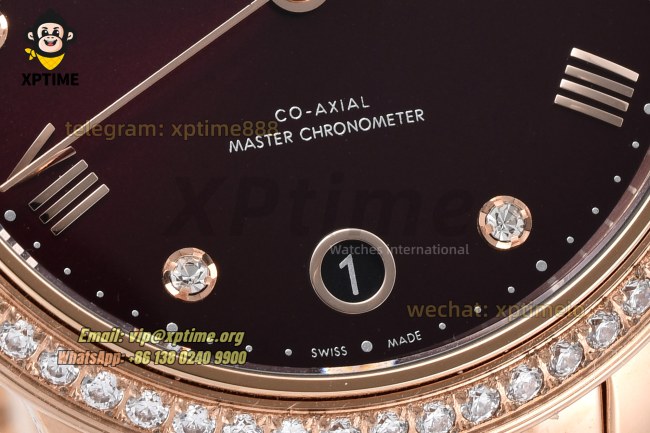 De Ville Prestige Ladies 34mm VSF Brown/Dimond & Roman on RG/RG Bracelet A8800 De Ville Prestige Ladies 34mm VSF Brown/Dimond & Roman on RG/RG Bracelet A8800