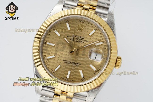 Datejust 126333 41mm VSF Champagne Textured/Stick on Jub YG/SS Bracelet VS3235 Super Clone Datejust 126333 41mm VSF Champagne Textured/Stick on Jub YG/SS Bracelet VS3235 Super Clone