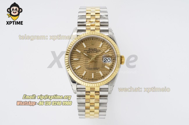 Datejust 126233 36mm VSF Champagne Textured/Stick on Jub YG/SS Bracelet VS3235 Super Clone Datejust 126233 36mm VSF Champagne Textured/Stick on Jub YG/SS Bracelet VS3235 Super Clone