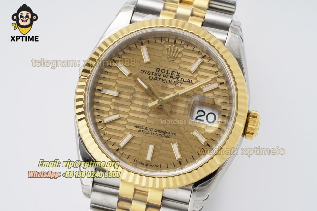 Datejust 126233 36mm VSF Champagne Textured/Stick on Jub YG/SS Bracelet VS3235 Super Clone Datejust 126233 36mm VSF Champagne Textured/Stick on Jub YG/SS Bracelet VS3235 Super Clone