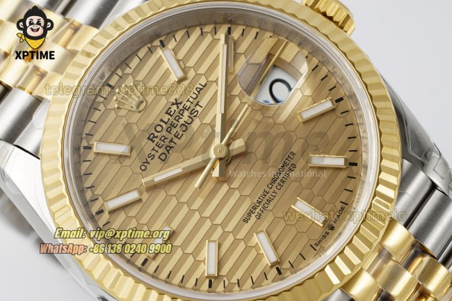 Datejust 126233 36mm VSF Champagne Textured/Stick on Jub YG/SS Bracelet VS3235 Super Clone Datejust 126233 36mm VSF Champagne Textured/Stick on Jub YG/SS Bracelet VS3235 Super Clone