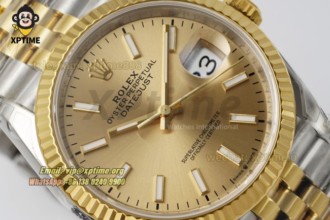 Datejust 126233 36mm VSF Champagne/Stick on Jub YG/SS Bracelet VS3235 Super Clone Datejust 126233 36mm VSF Champagne/Stick on Jub YG/SS Bracelet VS3235 Super Clone