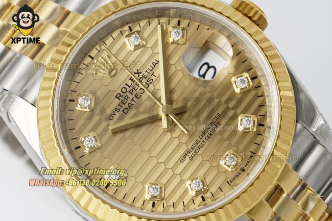 Datejust 126233 36mm VSF Champagne Textured/Diamond on Jub YG/SS Bracelet VS3235 Super Clone Datejust 126233 36mm VSF Champagne Textured/Diamond on Jub YG/SS Bracelet VS3235 Super Clone