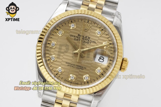 Datejust 126233 36mm VSF Champagne Textured/Diamond on Jub YG/SS Bracelet VS3235 Super Clone Datejust 126233 36mm VSF Champagne Textured/Diamond on Jub YG/SS Bracelet VS3235 Super Clone