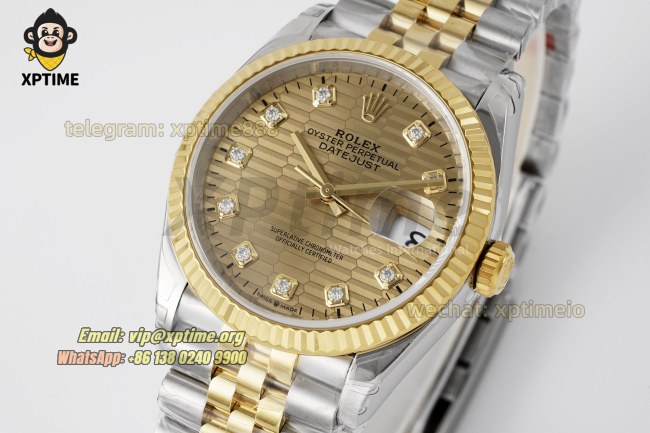 Datejust 126233 36mm VSF Champagne Textured/Diamond on Jub YG/SS Bracelet VS3235 Super Clone Datejust 126233 36mm VSF Champagne Textured/Diamond on Jub YG/SS Bracelet VS3235 Super Clone