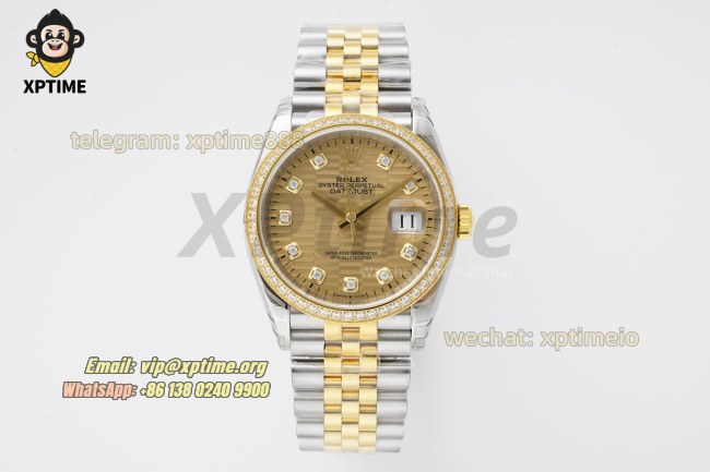 Datejust 126283 36mm VSF Champagne Textured/Diamond on Jub YG/SS Bracelet VS3235 Super Clone Datejust 126283 36mm VSF Champagne Textured/Diamond on Jub YG/SS Bracelet VS3235 Super Clone