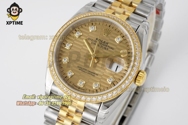 Datejust 126283 36mm VSF Champagne Textured/Diamond on Jub YG/SS Bracelet VS3235 Super Clone Datejust 126283 36mm VSF Champagne Textured/Diamond on Jub YG/SS Bracelet VS3235 Super Clone