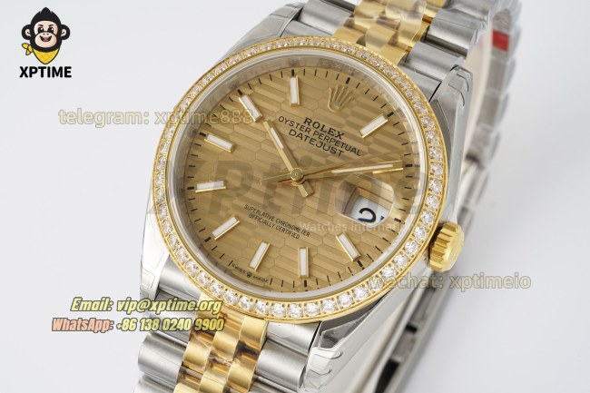 Datejust 126283 36mm VSF Champagne Textured/Stick on Jub YG/SS Bracelet VS3235 Super Clone Datejust 126283 36mm VSF Champagne Textured/Stick on Jub YG/SS Bracelet VS3235 Super Clone