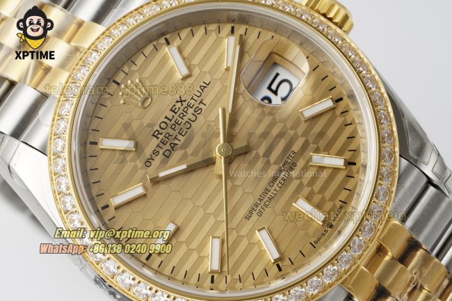 Datejust 126283 36mm VSF Champagne Textured/Stick on Jub YG/SS Bracelet VS3235 Super Clone Datejust 126283 36mm VSF Champagne Textured/Stick on Jub YG/SS Bracelet VS3235 Super Clone