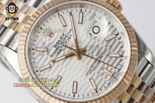 Datejust 126231 36mm VSF Silver Textured/Silver Stick on Jub RG/SS Bracelet VS3235 Super Clone Datejust 126231 36mm VSF Silver Textured/Silver Stick on Jub RG/SS Bracelet VS3235 Super Clone