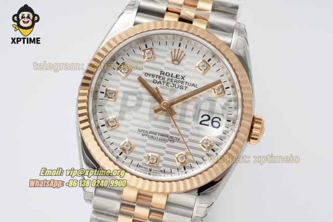 Datejust 126231 36mm VSF Silver Textured/Diamond on Jub RG/SS Bracelet VS3235 Super Clone Datejust 126231 36mm VSF Silver Textured/Diamond on Jub RG/SS Bracelet VS3235 Super Clone