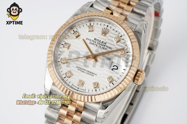 Datejust 126231 36mm VSF Silver Textured/Diamond on Jub RG/SS Bracelet VS3235 Super Clone Datejust 126231 36mm VSF Silver Textured/Diamond on Jub RG/SS Bracelet VS3235 Super Clone