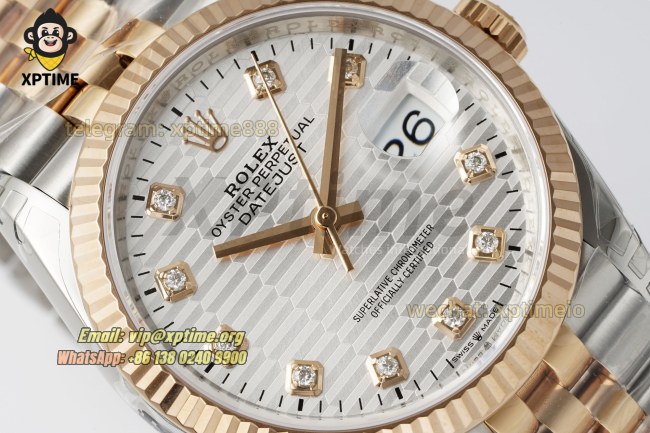 Datejust 126231 36mm VSF Silver Textured/Diamond on Jub RG/SS Bracelet VS3235 Super Clone Datejust 126231 36mm VSF Silver Textured/Diamond on Jub RG/SS Bracelet VS3235 Super Clone