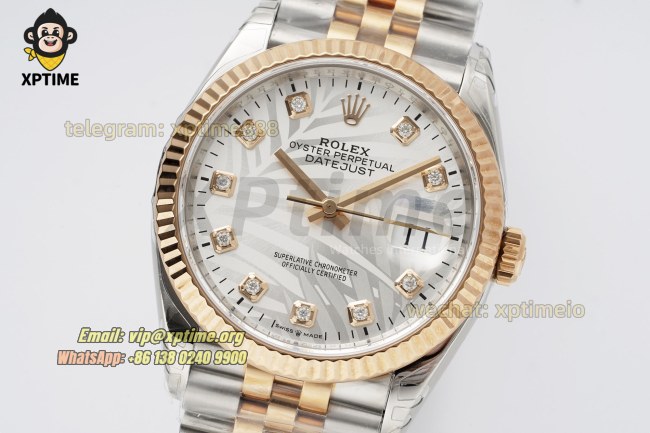 Datejust 126231 36mm VSF Silver Palm Motif/Diamond on Jub RG/SS Bracelet VS3235 Super Clone Datejust 126231 36mm VSF Silver Palm Motif/Diamond on Jub RG/SS Bracelet VS3235 Super Clone
