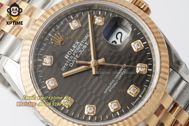 Datejust 126231 36mm VSF Gray Textured/Diamond on Jub RG/SS Bracelet VS3235 Super Clone Datejust 126231 36mm VSF Gray Textured/Diamond on Jub RG/SS Bracelet VS3235 Super Clone