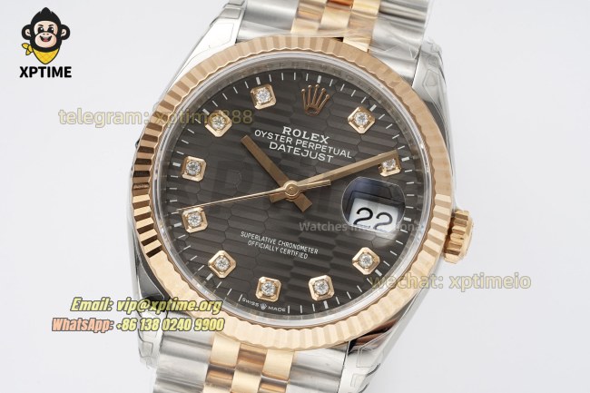 Datejust 126231 36mm VSF Gray Textured/Diamond on Jub RG/SS Bracelet VS3235 Super Clone Datejust 126231 36mm VSF Gray Textured/Diamond on Jub RG/SS Bracelet VS3235 Super Clone