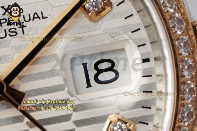 Datejust 126281 36mm VSF White Textured/Diamond on Jub RG/SS Bracelet VS3235 Super Clone Datejust 126281 36mm VSF White Textured/Diamond on Jub RG/SS Bracelet VS3235 Super Clone
