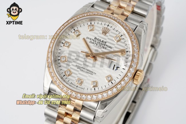 Datejust 126281 36mm VSF White Textured/Diamond on Jub RG/SS Bracelet VS3235 Super Clone Datejust 126281 36mm VSF White Textured/Diamond on Jub RG/SS Bracelet VS3235 Super Clone