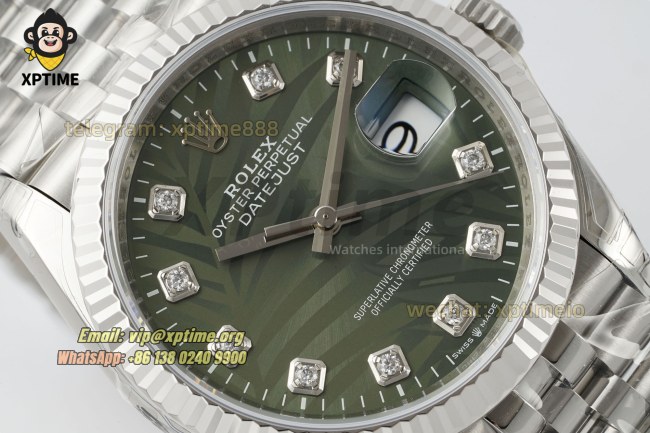 Datejust 126234 36mm VSF Green Palm Motif/Diamond on Jub SS/SS Bracelet VS3235 Super Clone Datejust 126234 36mm VSF Green Palm Motif/Diamond on Jub SS/SS Bracelet VS3235 Super Clone