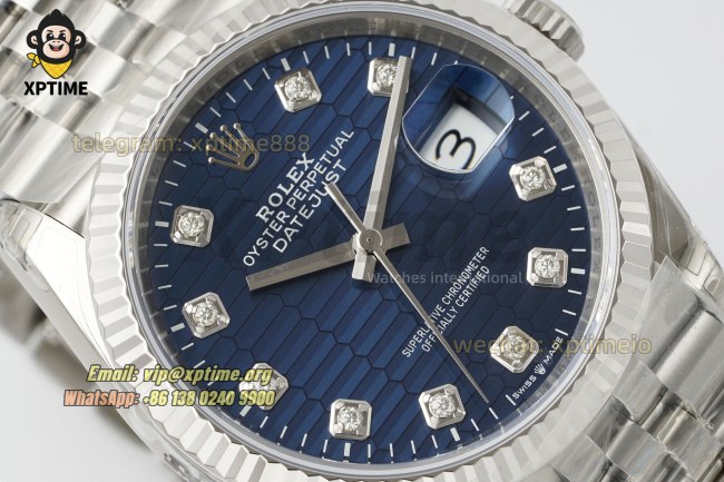 Datejust 126234 36mm VSF Blue Textured/Diamond on Jub SS/SS Bracelet VS3235 Super Clone Datejust 126234 36mm VSF Blue Textured/Diamond on Jub SS/SS Bracelet VS3235 Super Clone