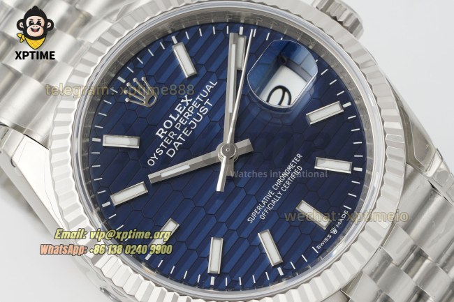 Datejust 126234 36mm VSF Blue Textured/Stick on Jub SS/SS Bracelet VS3235 Super Clone Datejust 126234 36mm VSF Blue Textured/Stick on Jub SS/SS Bracelet VS3235 Super Clone