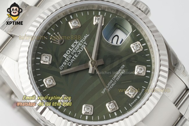 Datejust 126234 36mm VSF Green Palm Motif/Diamond on Oys SS/SS Bracelet VS3235 Super Clone Datejust 126234 36mm VSF Green Palm Motif/Diamond on Oys SS/SS Bracelet VS3235 Super Clone