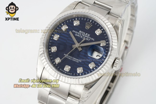 Datejust 126234 36mm VSF Blue Textured/Diamond on Oys SS/SS Bracelet VS3235 Super Clone Datejust 126234 36mm VSF Blue Textured/Diamond on Oys SS/SS Bracelet VS3235 Super Clone