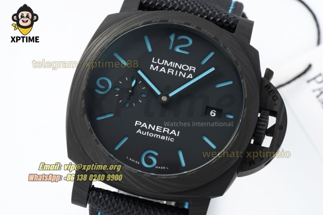 Luminor PAM1661 Carbotech Auto 44mm VSF Blue/Stick Numeral on FC/NY Strap P9010 Luminor PAM1661 Carbotech Auto 44mm VSF Blue/Stick Numeral on FC/NY Strap P9010
