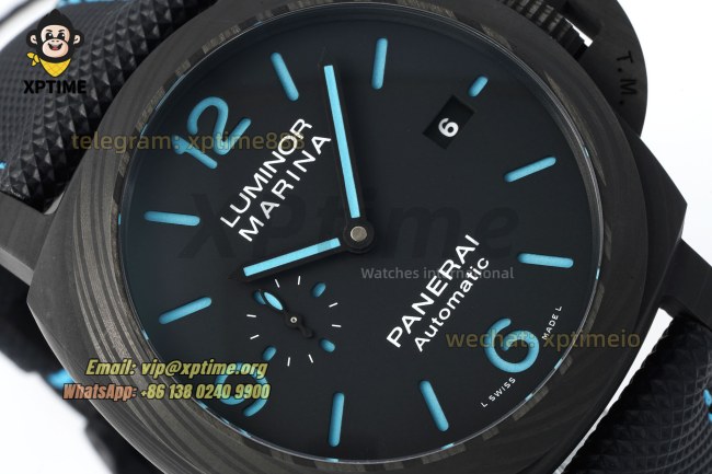Luminor PAM1661 Carbotech Auto 44mm VSF Blue/Stick Numeral on FC/NY Strap P9010 Luminor PAM1661 Carbotech Auto 44mm VSF Blue/Stick Numeral on FC/NY Strap P9010