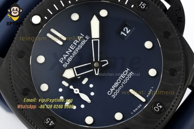 Submersible PAM1232 44mm VSF Blue/Dot on Carbon/RU Strap P900 Super Clone Submersible PAM1232 44mm VSF Blue/Dot on Carbon/RU Strap P900 Super Clone