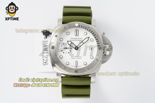 Submersible PAM1226 44mm VSF White/Dot on SS/RU Strap P900 Super Clone Submersible PAM1226 44mm VSF White/Dot on SS/RU Strap P900 Super Clone