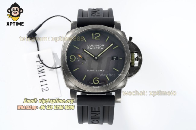 Luminor Navy Seals PAM1412 44mm VSF Gradient Gray/Stick Numeral on SS/RU Strap P9010 Super Clone Luminor Navy Seals PAM1412 44mm VSF Gradient Gray/Stick Numeral on SS/RU Strap P9010 Super Clone