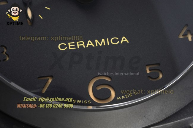 Luminor GMT PAM441 44mm VSF Black/Numeral on CER/LE Strap P9001 Super Clone Luminor GMT PAM441 44mm VSF Black/Numeral on CER/LE Strap P9001 Super Clone