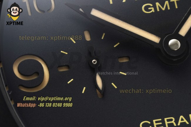 Luminor GMT PAM441 44mm VSF Black/Numeral on CER/LE Strap P9001 Super Clone Luminor GMT PAM441 44mm VSF Black/Numeral on CER/LE Strap P9001 Super Clone