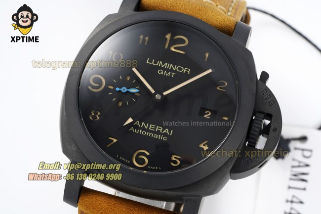 Luminor GMT 3 Days PAM1441 44mm VSF Black/Numeral on CER/LE Strap P9011 Super Clone Luminor GMT 3 Days PAM1441 44mm VSF Black/Numeral on CER/LE Strap P9011 Super Clone