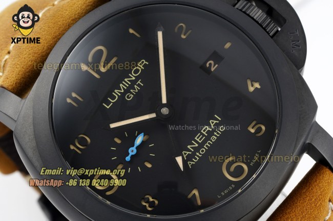 Luminor GMT 3 Days PAM1441 44mm VSF Black/Numeral on CER/LE Strap P9011 Super Clone Luminor GMT 3 Days PAM1441 44mm VSF Black/Numeral on CER/LE Strap P9011 Super Clone