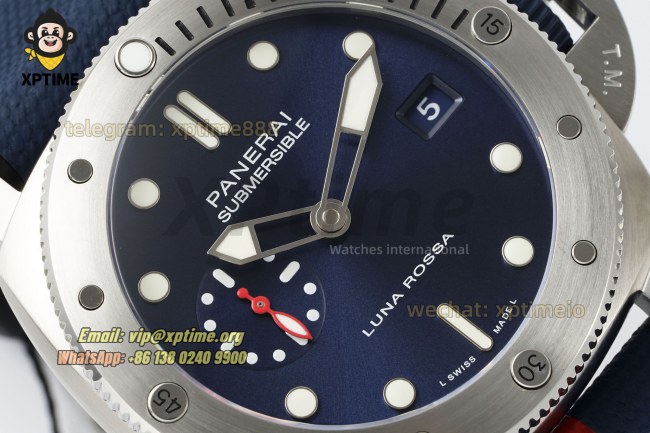 Submersible Luna Rossa PAM1391 44mm VSF Blue/Dot on SS/RU Strap P900 Super Clone Submersible Luna Rossa PAM1391 44mm VSF Blue/Dot on SS/RU Strap P900 Super Clone