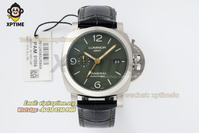 Luminor PAM1056 GMT 44mm VSF Green/Stick Numeral on SS/LE Strap P9011 Super Clone Luminor PAM1056 GMT 44mm VSF Green/Stick Numeral on SS/LE Strap P9011 Super Clone