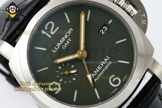 Luminor PAM1056 GMT 44mm VSF Green/Stick Numeral on SS/LE Strap P9011 Super Clone Luminor PAM1056 GMT 44mm VSF Green/Stick Numeral on SS/LE Strap P9011 Super Clone