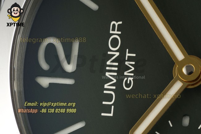 Luminor PAM1056 GMT 44mm VSF Green/Stick Numeral on SS/LE Strap P9011 Super Clone Luminor PAM1056 GMT 44mm VSF Green/Stick Numeral on SS/LE Strap P9011 Super Clone