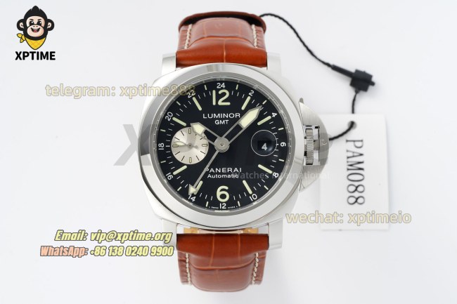 Luminor GMT PAM088 44mm VSF Black/Stick & Numeral on SS/LE Strap OPVIII Luminor GMT PAM088 44mm VSF Black/Stick & Numeral on SS/LE Strap OPVIII