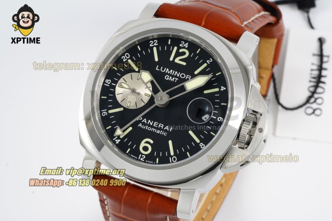 Luminor GMT PAM088 44mm VSF Black/Stick & Numeral on SS/LE Strap OPVIII Luminor GMT PAM088 44mm VSF Black/Stick & Numeral on SS/LE Strap OPVIII