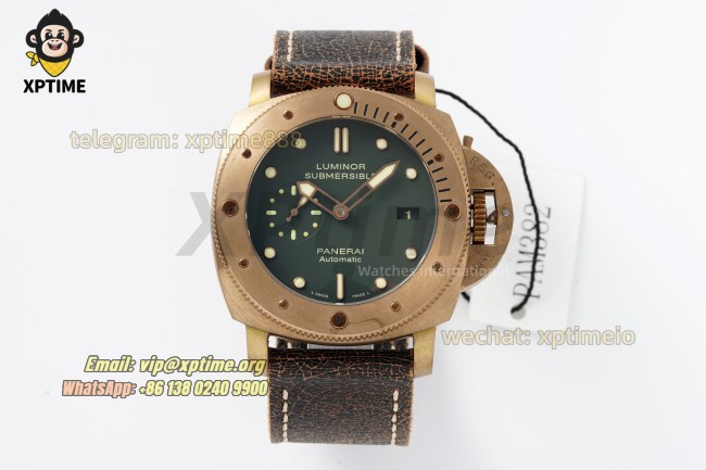 Submersible PAM382N 44mm VSF Green/Dot on BR/LE Strap Mod9000 Super Clone Submersible PAM382N 44mm VSF Green/Dot on BR/LE Strap Mod9000 Super Clone