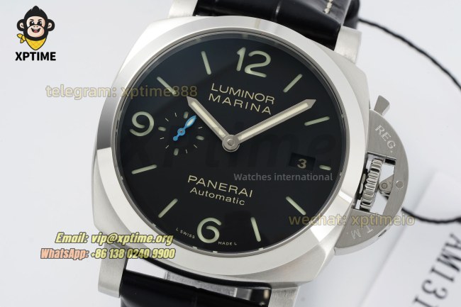 Luminor Marina Auto PAM1312 44mm VSF Black/Stick & Numeral on SS/LE Strap P9010 Luminor Marina Auto PAM1312 44mm VSF Black/Stick & Numeral on SS/LE Strap P9010