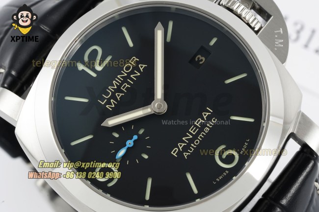 Luminor Marina Auto PAM1312 44mm VSF Black/Stick & Numeral on SS/LE Strap P9010 Luminor Marina Auto PAM1312 44mm VSF Black/Stick & Numeral on SS/LE Strap P9010