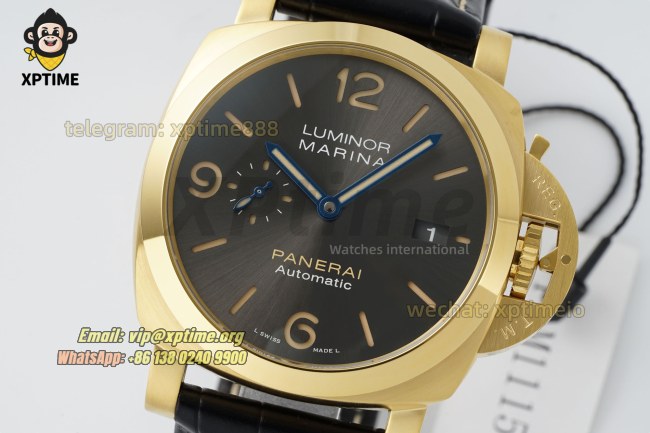 Luminor Marina Auto PAM1115 44mm VSF Gray/Stick & Numeral on YG/LE Strap P9010 Luminor Marina Auto PAM1115 44mm VSF Gray/Stick & Numeral on YG/LE Strap P9010