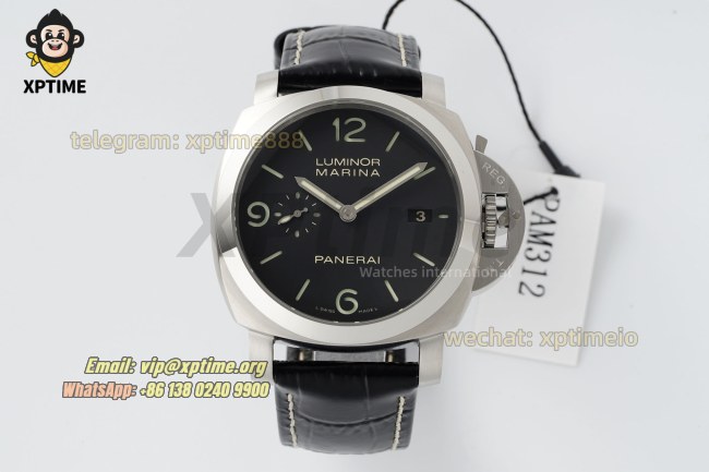 Luminor Marina PAM312 44mm VSF Black/Stick & Numeral on SS/LE Strap P9000 Luminor Marina PAM312 44mm VSF Black/Stick & Numeral on SS/LE Strap P9000