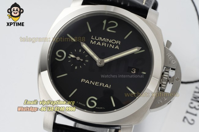 Luminor Marina PAM312 44mm VSF Black/Stick & Numeral on SS/LE Strap P9000 Luminor Marina PAM312 44mm VSF Black/Stick & Numeral on SS/LE Strap P9000